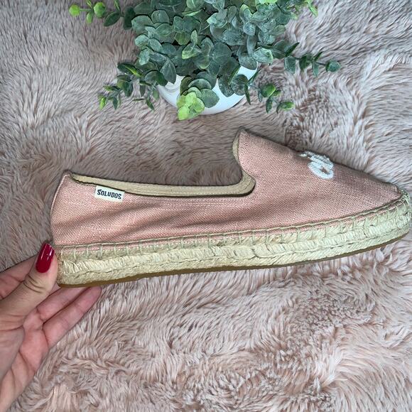 Soludos Dusty Rose Pink Ciao Bella Embroidered Platform Slip On Shoes Size 9 - Picture 5 of 11